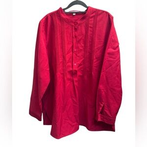 TRAVELSMITH Red Shirt Long Sleeve Button Front Tunic Womens XL
